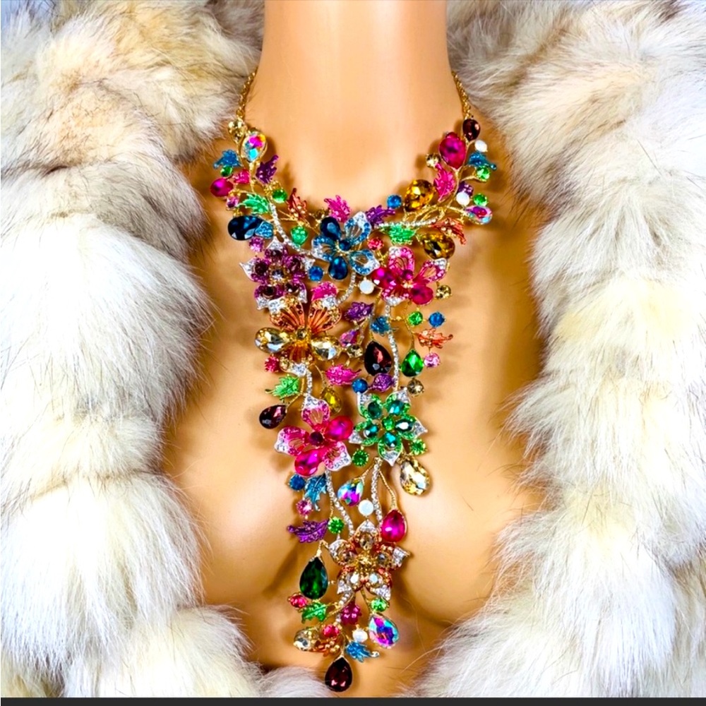 COPY - Crystal Waterfall Bib Necklace by Christian Siriano